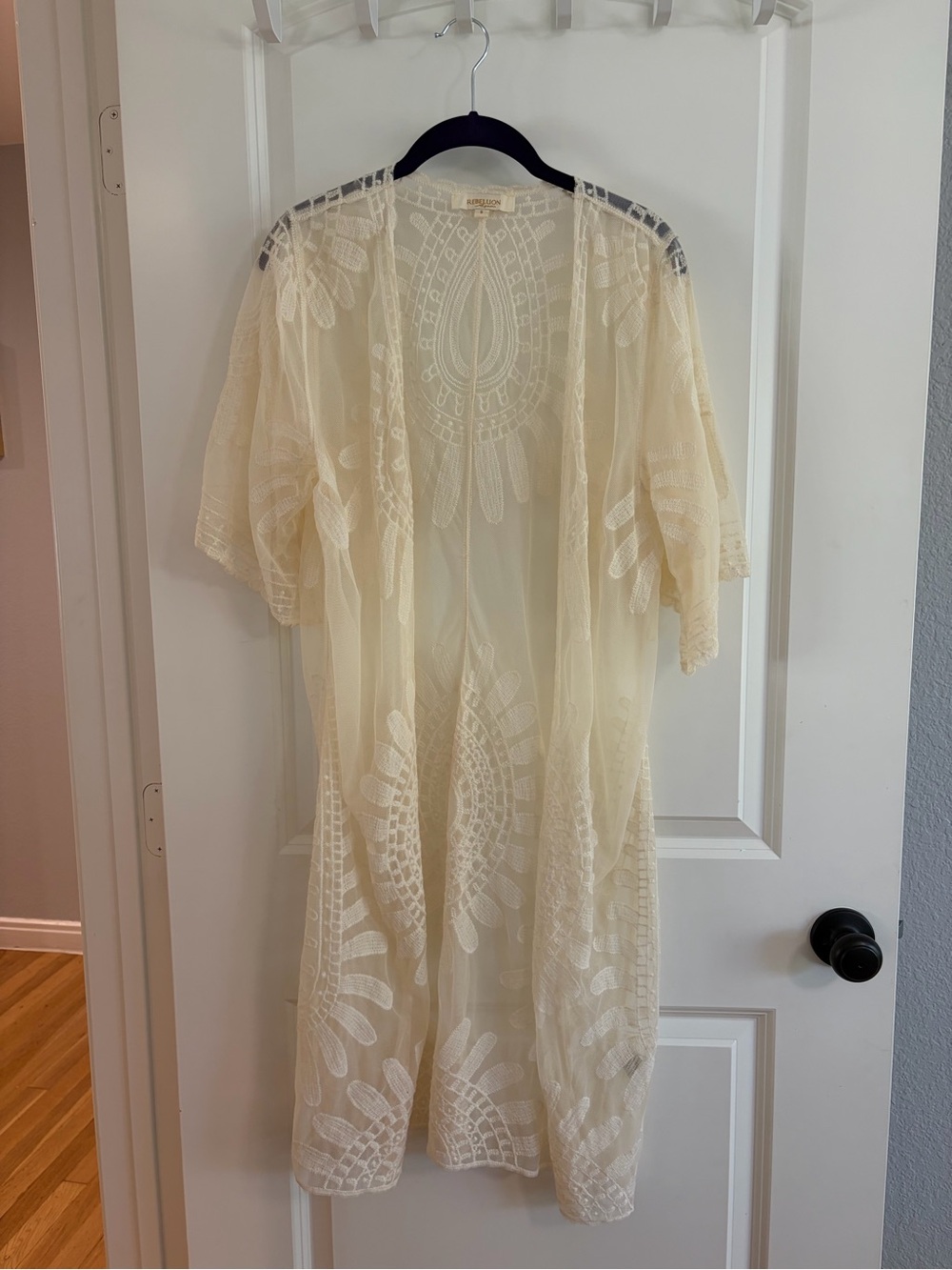 Rebellion Sheer Embroidered Cream Cover Up